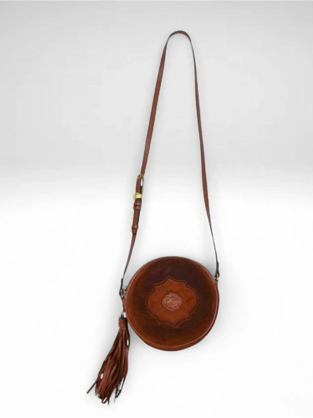 Oryany Kailee Suede Leather Canteen Crossbody Bag Brown Tassel Boho